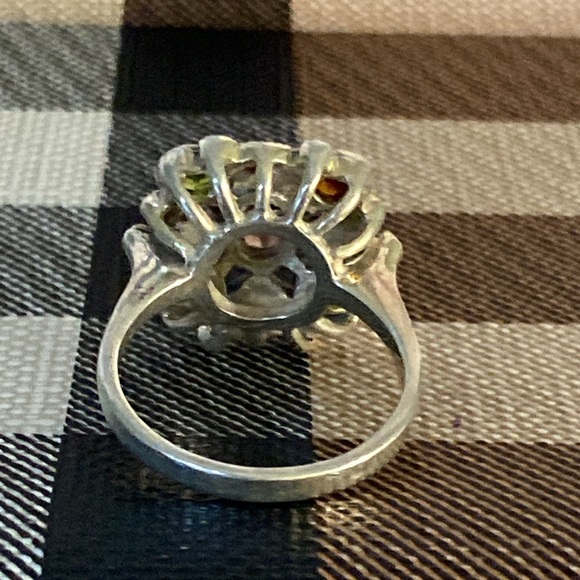 Marked Silver Amethyst Topaz Peridot Citrine Garnet Ring - Picture 7 of 12